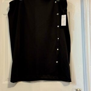 Black Skirt with Button Accents